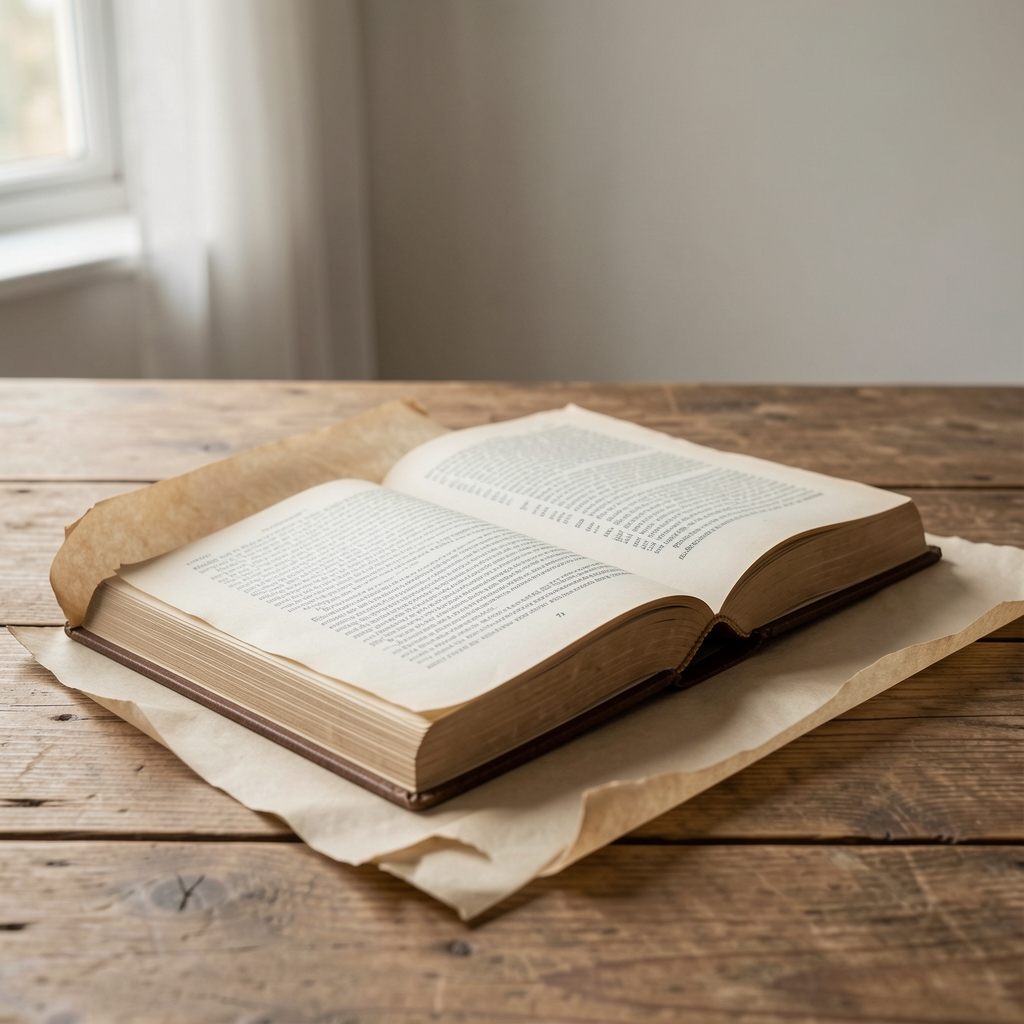 Stare knjige i beleške o ishrani složene na stolu sa pergamentnim papirom, arhivska fotografija u neutralnim tonovima